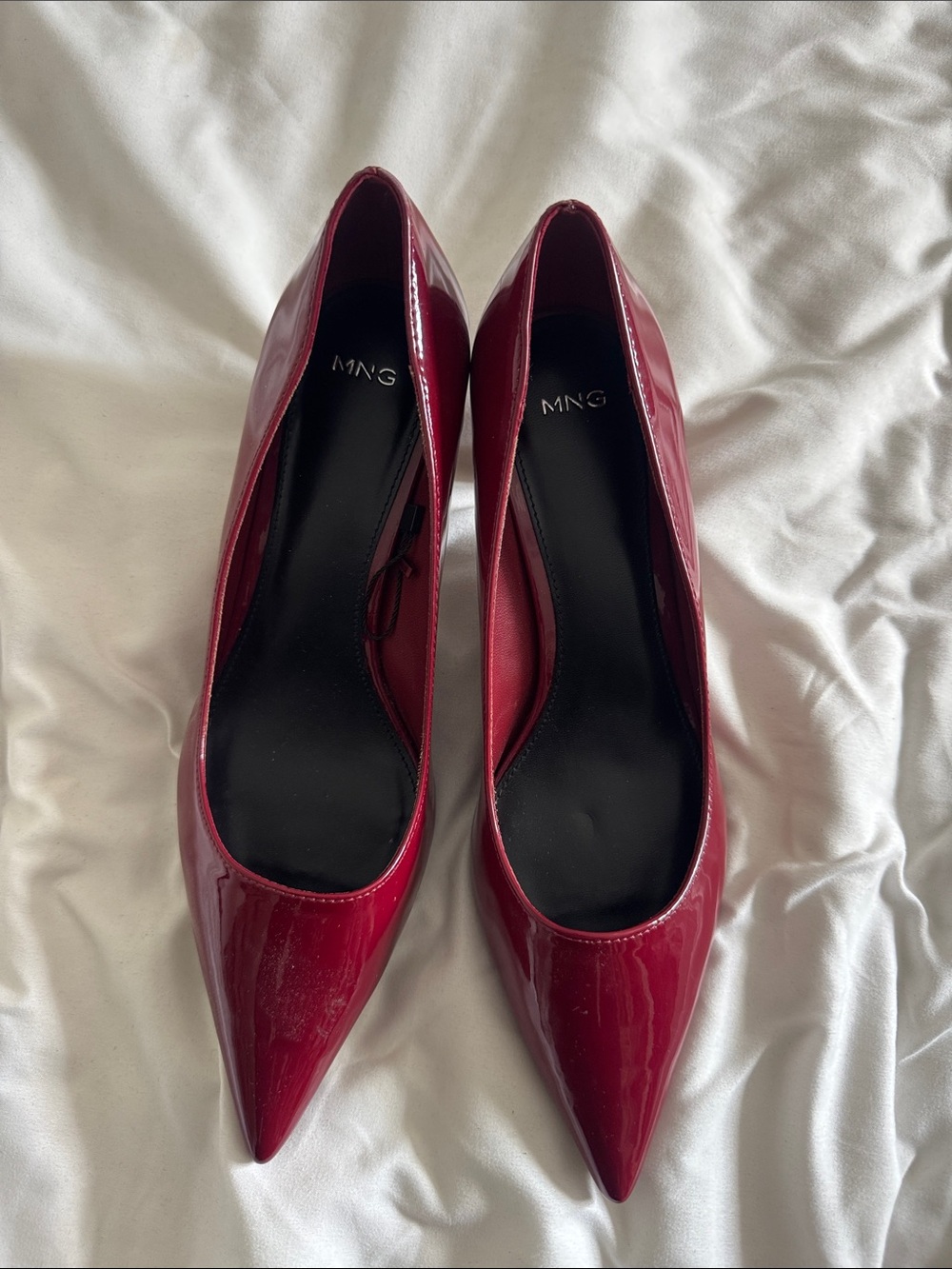 Mango Patent Pointed-Toe Pumps in Deep Wine